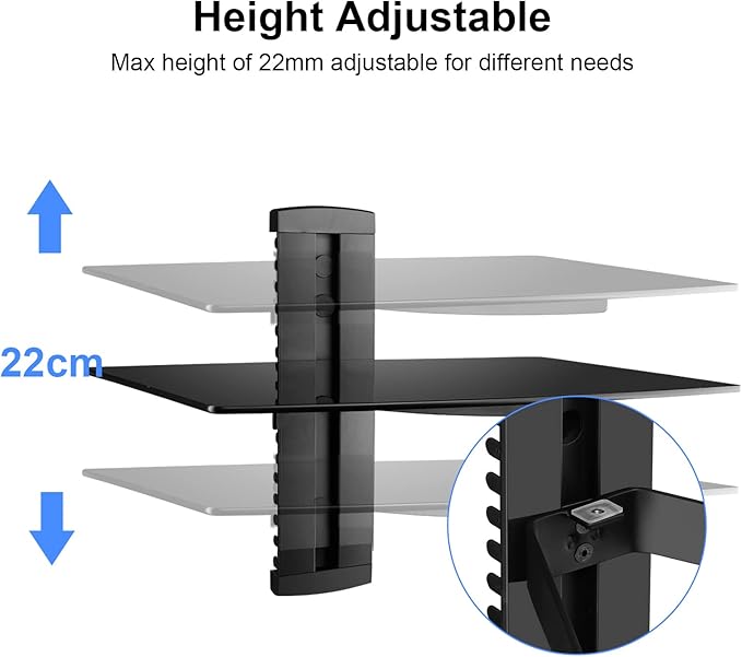 suptek Glass Floating Shelf, 1 Tier Media Shelf - Image 5