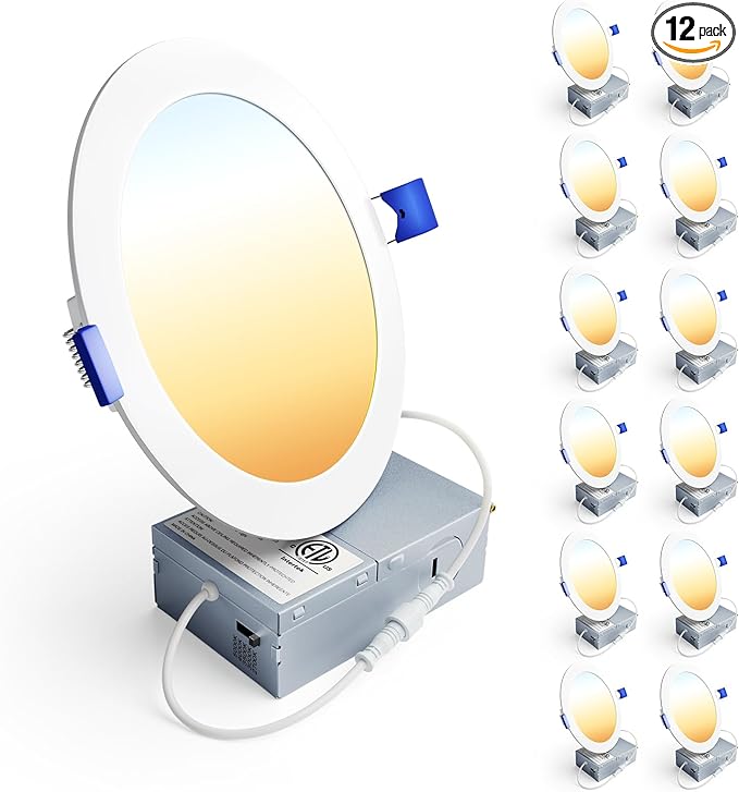 Ensenior 12 Pack 6 Inch LED Recessed Ceiling Light, 2700K-5000K 5CCT, 1200LM by Ensenior