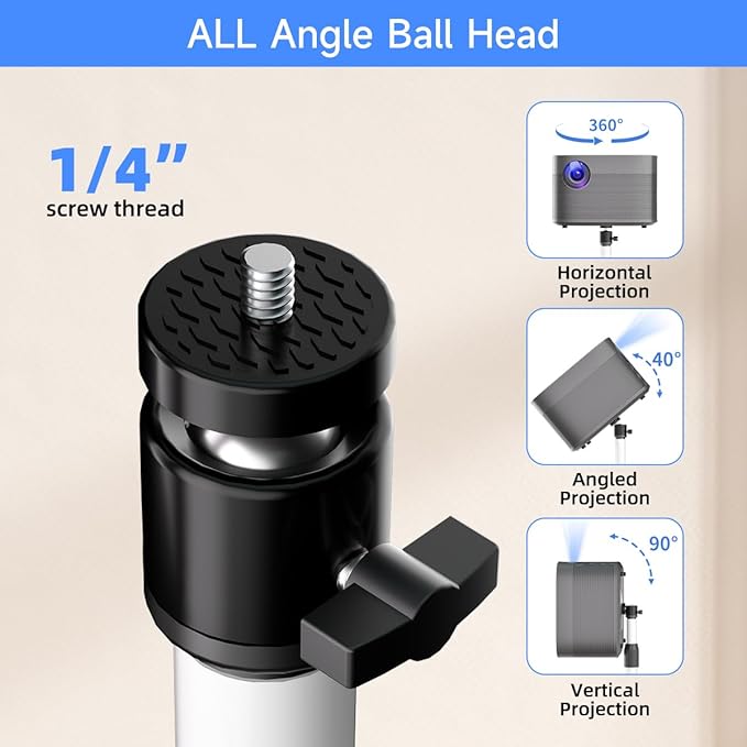 suptek Projector Stand 360°Swivel, Height Adjustable 36.6-46.8inch, Mini - Image 4