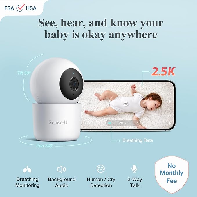 Sense-U AI 2.5K PTZ Baby Camera Monitor - Image 2