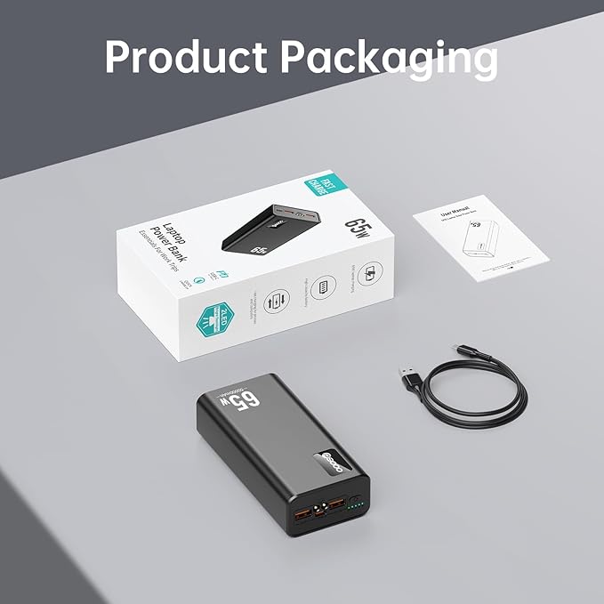PSOOO 50000mAh Power Bank 65W, Portable Charger, External Battery Pack - Image 7