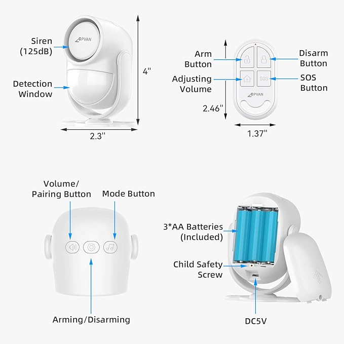 CPVAN 125dB Loud Motion Sensor Alarm - Image 5