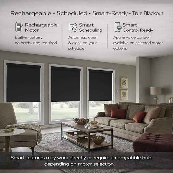 ZSHINE Motorized Blackout Window Blinds Customize Width Remote Control Wireless - Image 4