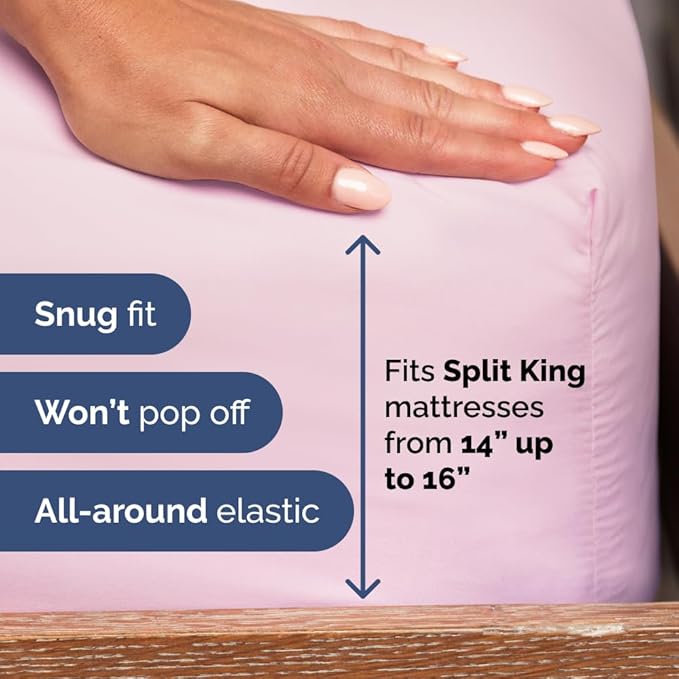 Split Head King Sheet Set – 4 Piece Flex Split Top King Sheets - Image 5