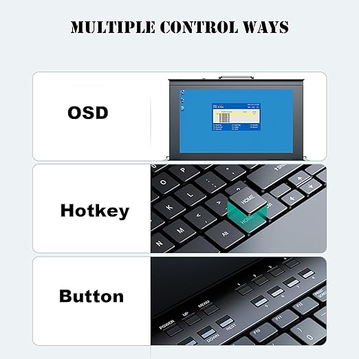 MT-VIKI 8 Port KVM HDMI Switch w/15.6'' LCD Monitor, Fit 1U 19" Rack 600-800mm - Image 3