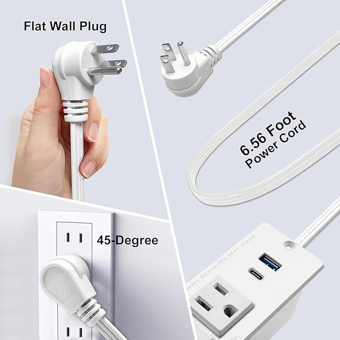 4 LEAF USB C Recessed Power Strip Fast Charge Desktop Power Station 2 Outlets 2 - Image 4