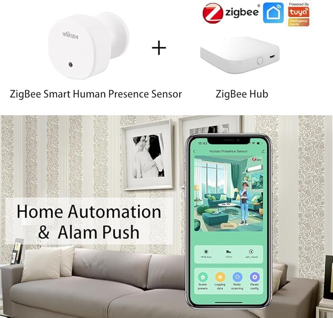 Presence Sensor, WenzhiIoT Smart Motion Sensor Zigbee 5.8 GHz Radar MmWave - Image 2