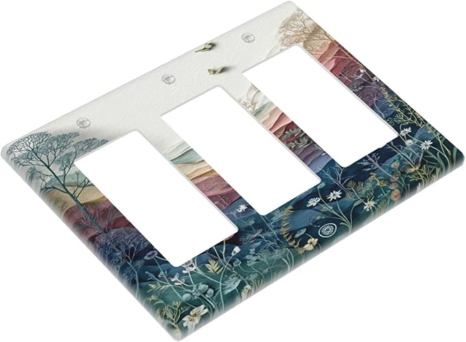 Bvtewkhz Wildflowers Rustic Flowers Floral Plants 3 Gang Triple Rocker Wall - Image 3