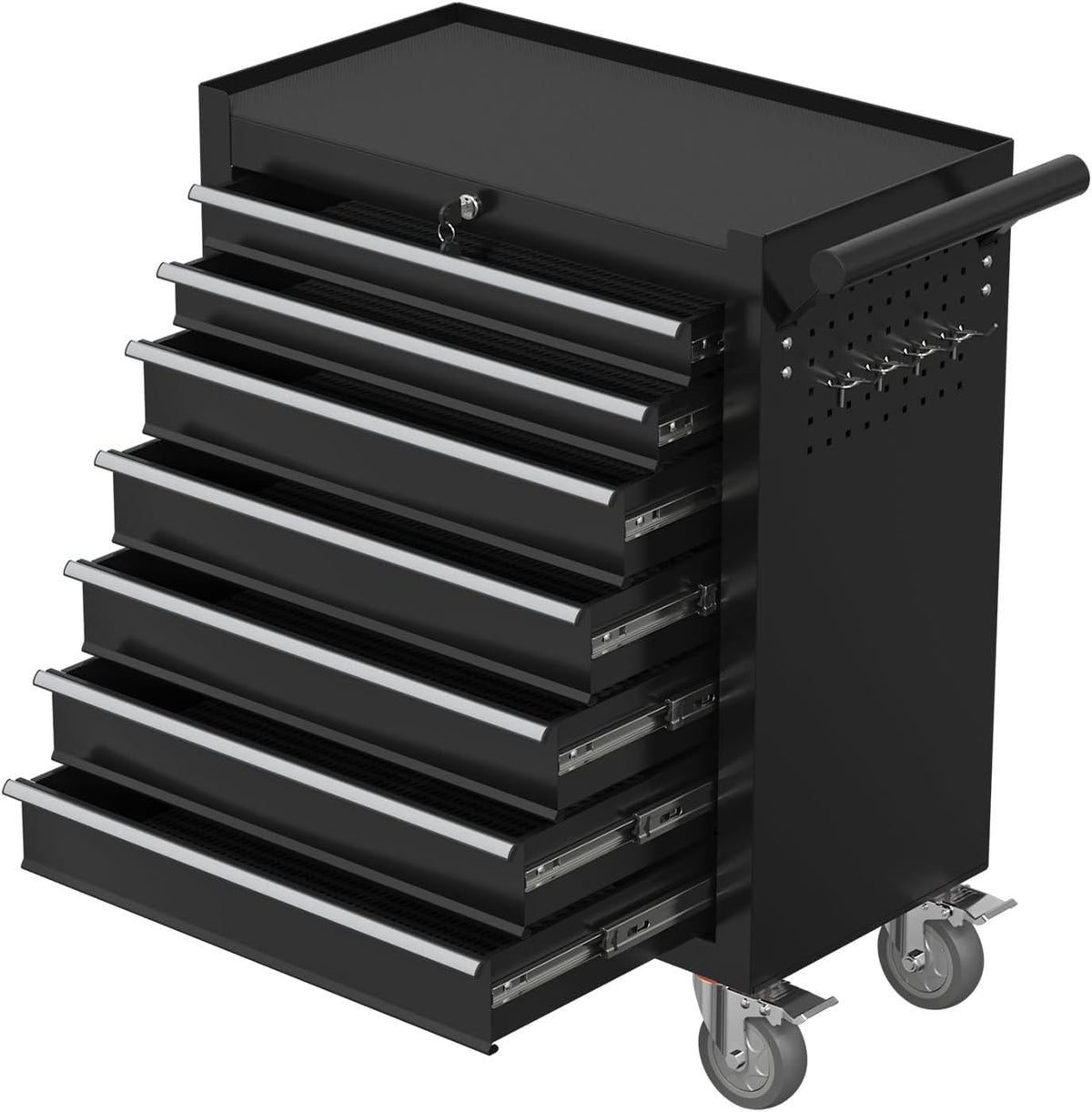7-drawer rolling tool chest with wheels, metal tool, main product view