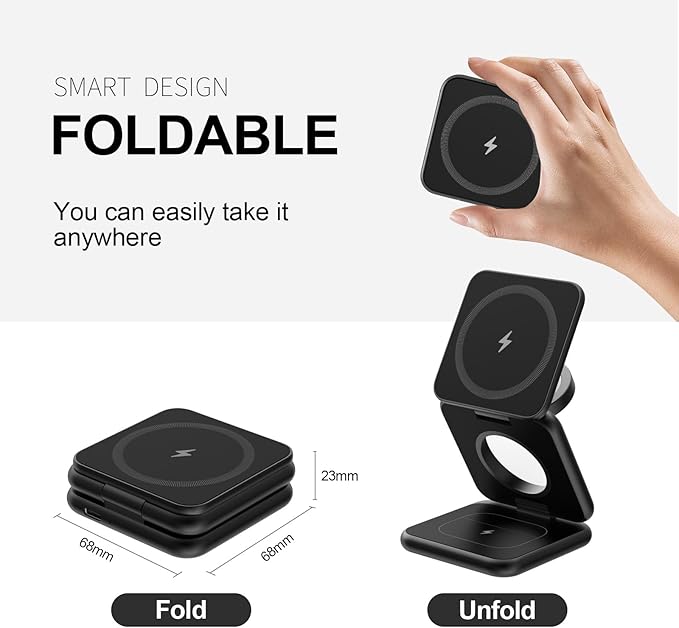 KU XIU X40 Foldable Magnetic Wireless Charger, 3-in-1 Charging Station - Image 2