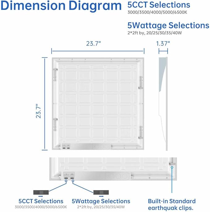 2x2 FT LED Light Flat Panel, 20/25/30/35/40W, 5 Color Temps 3K/3.5K/4K/5K/6.5K - Image 5