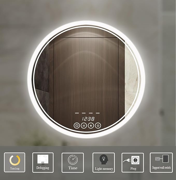 Wall-Mounted Round Bathroom Mirror - Image 7