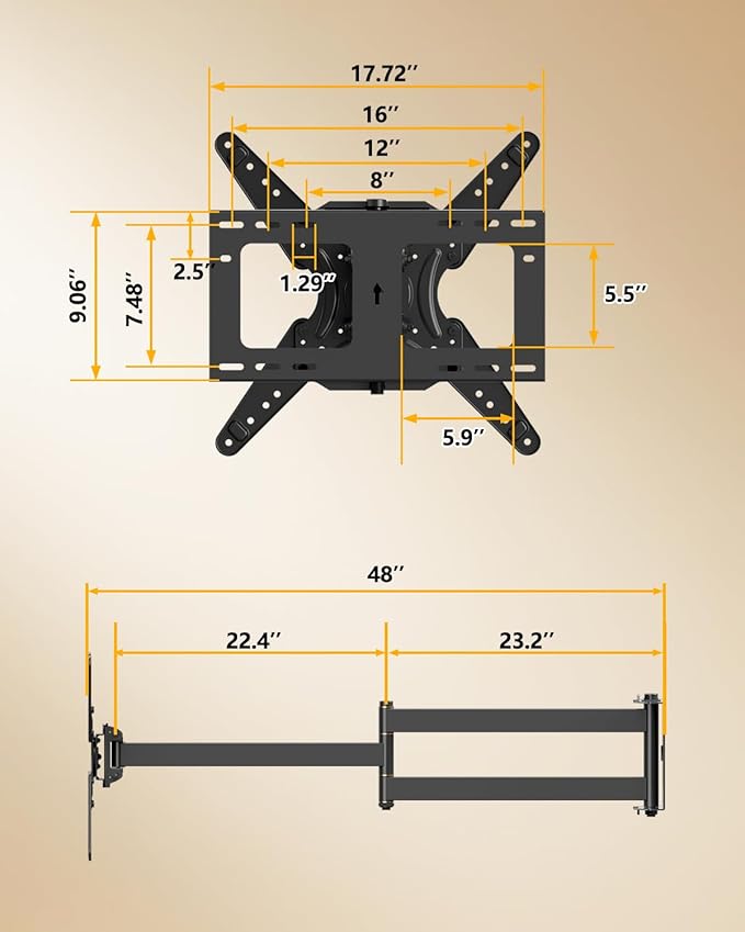 Extra Long Arm TV Wall Mount 48'' Extension, Rotating TV Wall Mount 180° Heavy - Image 8