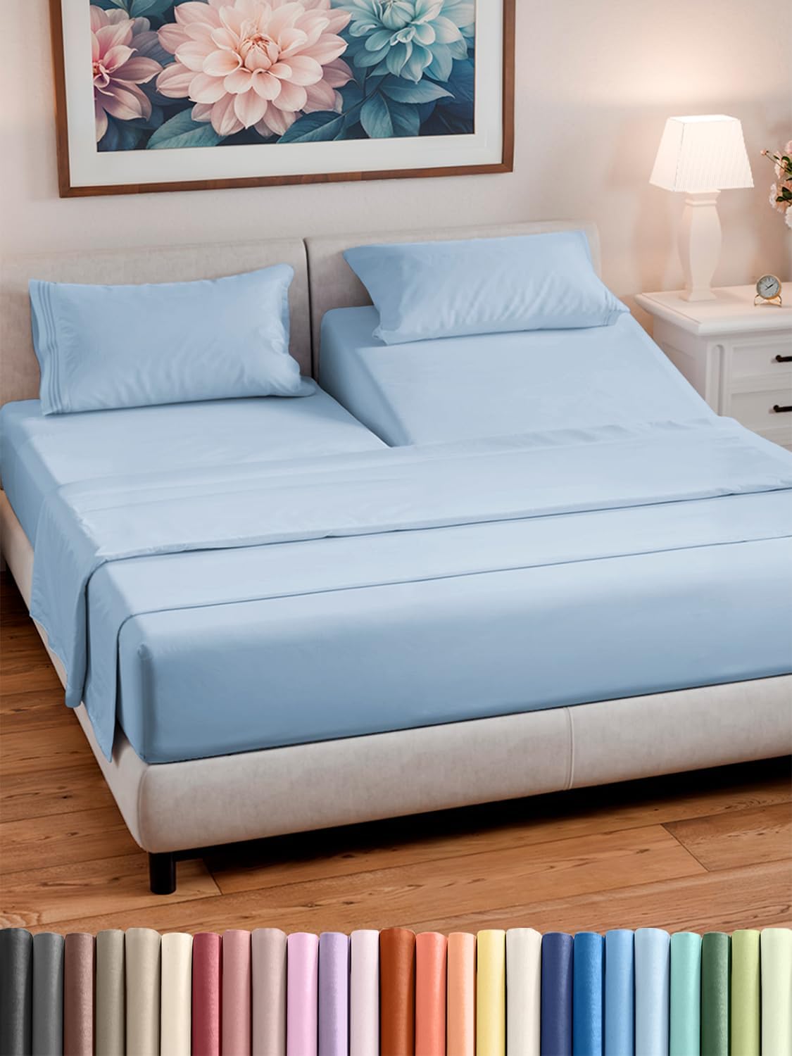 Split Head King Sheet Set – 4 Piece Flex Split Top King Sheets
