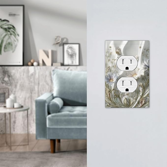 Bvtewkhz Boho Floral Wild Flower Floral Duplex Outlet Decorative Light Switch - Image 6