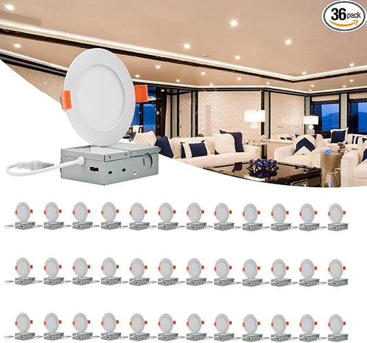MKUJOO 36 Pack 6 Inch Ultra-Thin LED Recessed Ceiling Light by MKUJOO