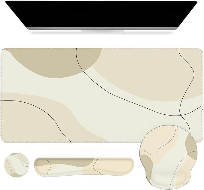 iCasso Large Gaming Mouse Pad Wrist Support Set, Desk Mat, 4in1 XXL Mousepad + by iCasso