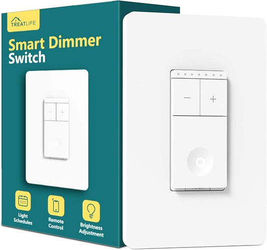 TREATLIFE Smart Dimmer Switch, Neutral Wire Needed, 2.4Ghz Wi-Fi Light Switch by TREATLIFE