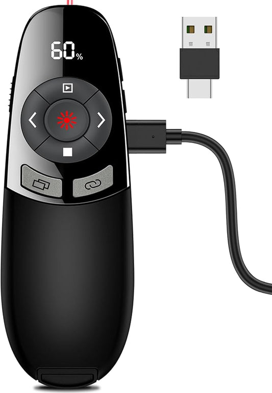 USB C Rechargeable Presentation Clicker Wireless Presenter Remote by DinoFire