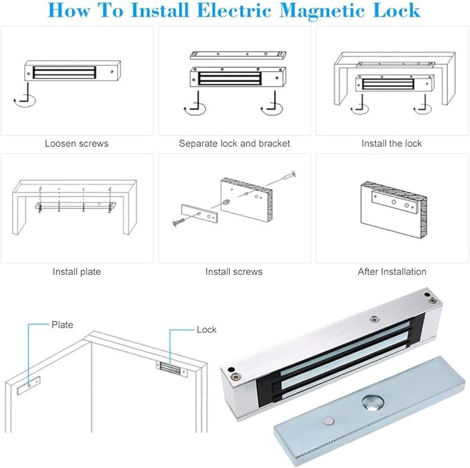 Electric Magnetic Lock 280KG 600LBS Holding Force Electromagnet Lock 12V Fail - Image 7