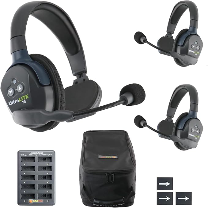 EARTEC UL3S Ultralite-HD 3-Person Full Duplex Wireless Intercom Headset by Eartec