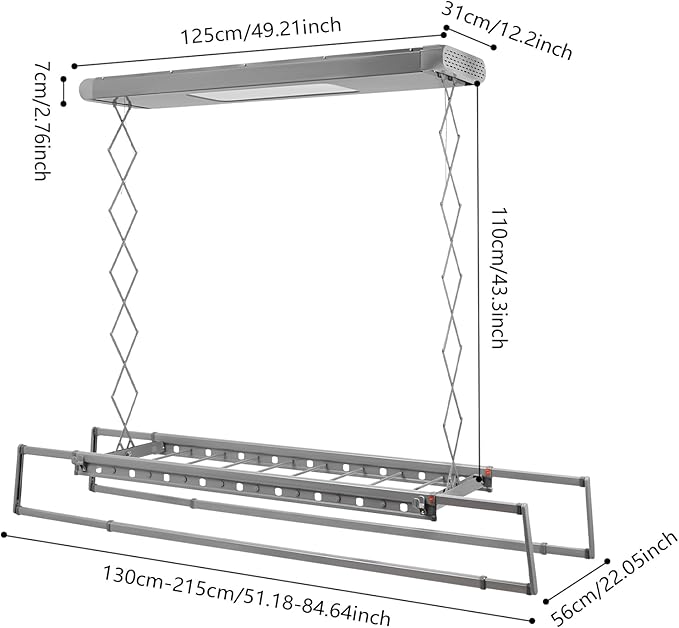 banborba Electric Retractable Airing Rack, Ceiling Mounted Clothes Drying Rack - Image 4