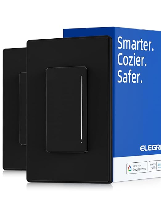 ELEGRP Smart Dimmer Light Switch DTR10, Single Pole Setup, 2.4GHz Wi-Fi Touch by ELEGRP%7CELEGROUP