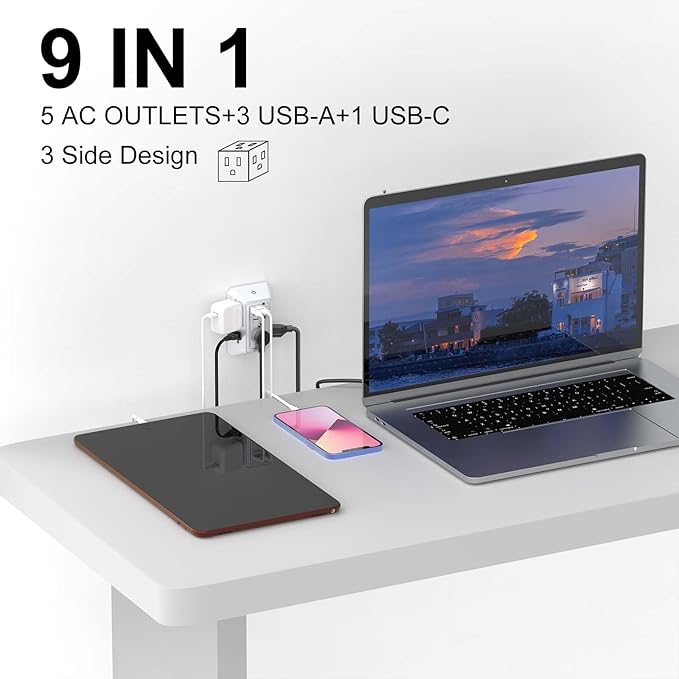 3-Sided Outlet Extender with Night Light - Image 3