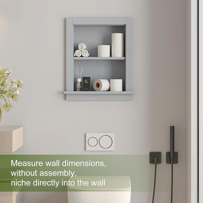 Recessed Medicine Cabinet, in Wall Shower Niche, 14x18 Bathroom Cabinet - Image 4