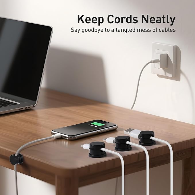 AGPTEK 8 Pack Magnetic Cable Clips, Upgraded 360° Rotatable Cord Holder Clips - Image 6