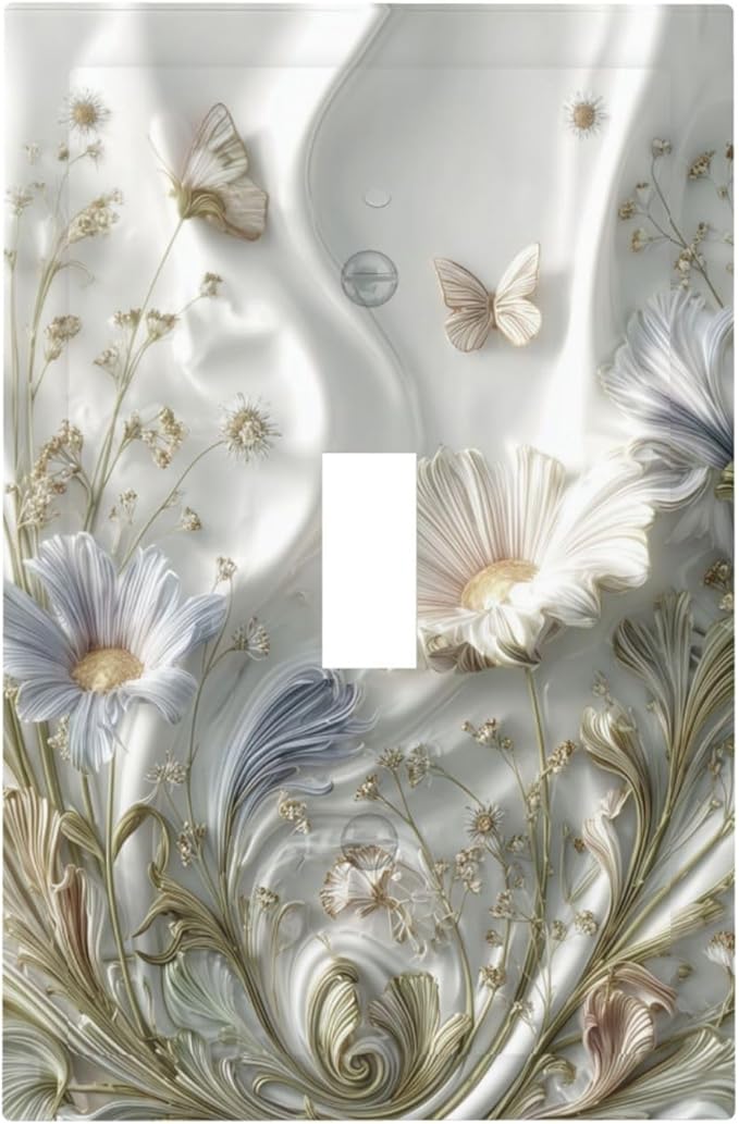 Bvtewkhz Boho Floral Wild Flower 1 Gang Single Toggle Decorative Light Switch - Image 2