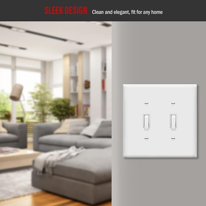 ENERLITES Toggle Switch Wall Plate, 2-Gang 4.88" x 4.92", UL Listed, - Image 7