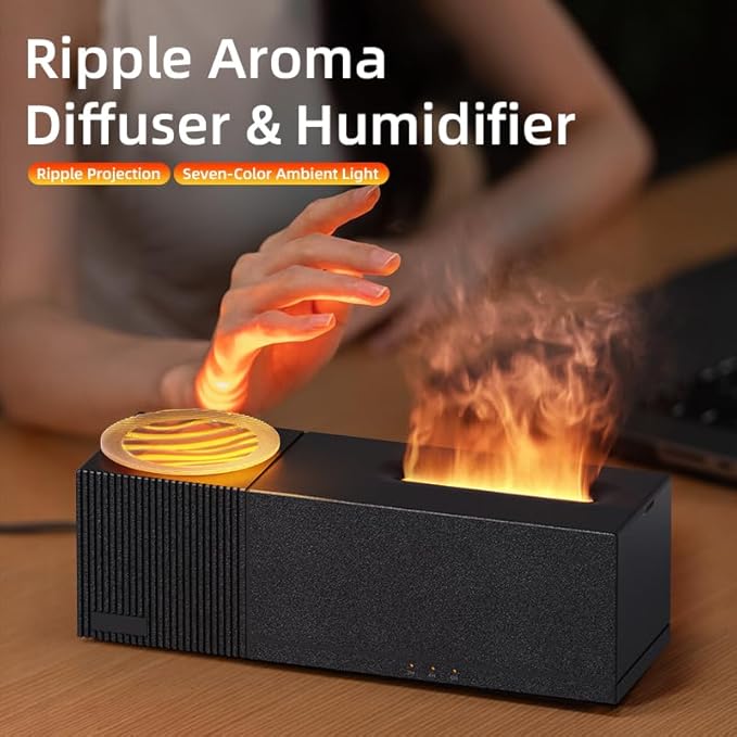 Essential Oil Diffuser, Ripple Projection Vibe Flame Oil Diffuser - Image 3