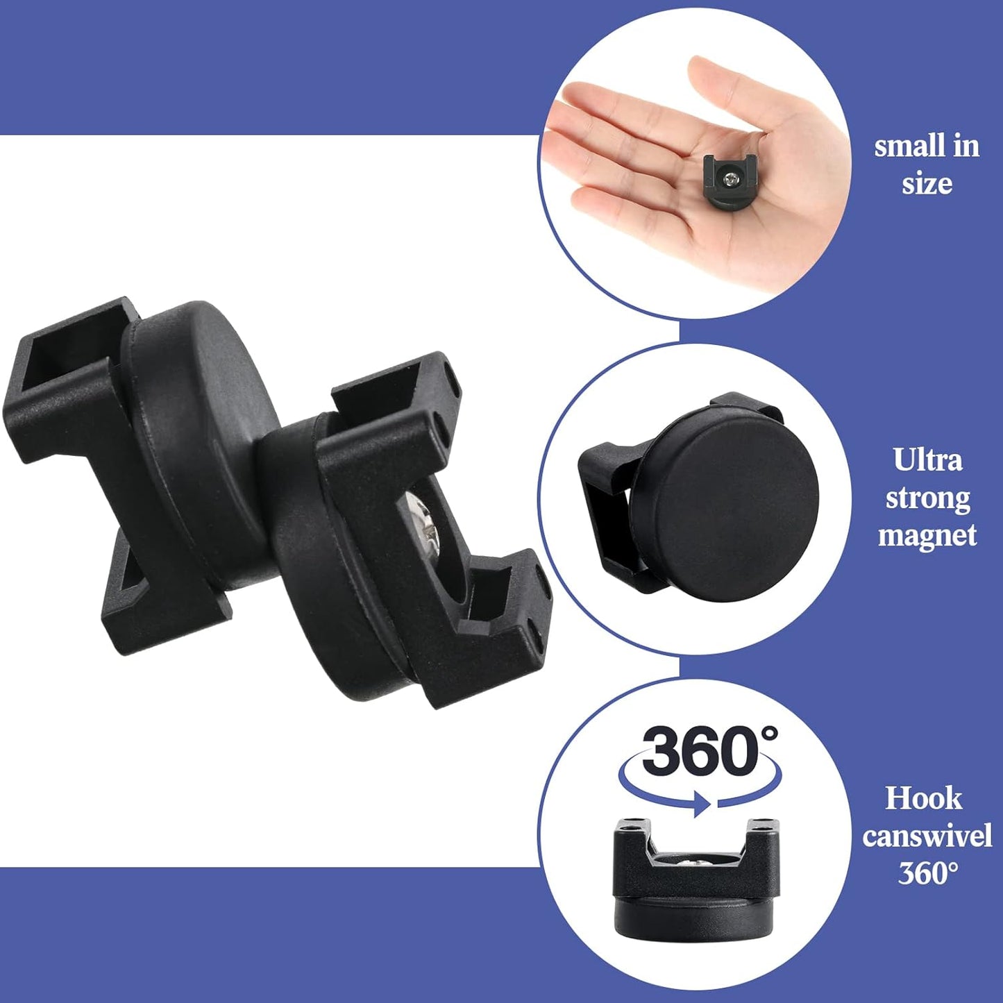 Yookeer 10 Pcs Magnetic Zip Tie Mount Cable Clips Black,22 Mm | Multipurpose Cable Clips Wire holder for Electrical Wiring, Magnet Base for Metal Surfaces, Without Drilling, Reusable