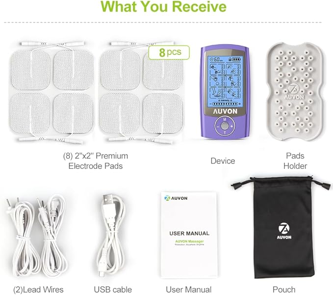 AUVON Rechargeable TENS Unit Muscle Stimulator, 24 Modes 4th Gen TENS Machine - Image 7