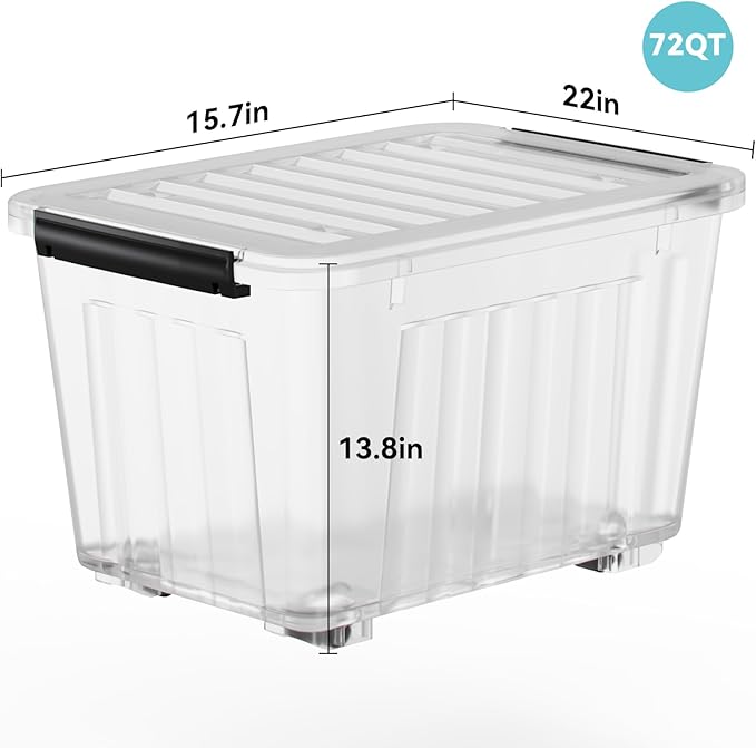 Nazhura 72 Quart Plastic Storage Bin, Stackable and Nestable Storage Boxes - Image 3