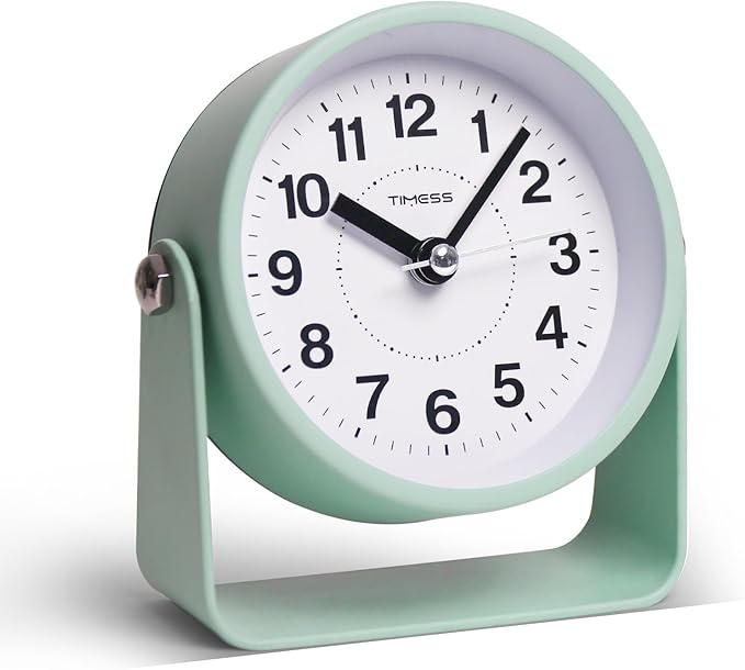 TIMESS Analog Alarm Clock, Silent Non-Ticking Quartz Movement, Battery-Operated by TIMESS