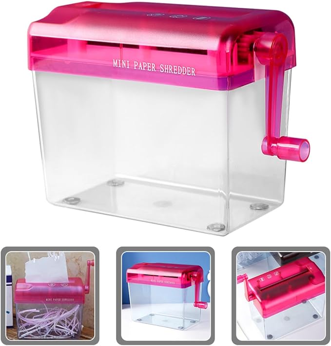 Healvian Manual Paper Shredder Small Desktop Handheld Red Compact Office and - Image 9