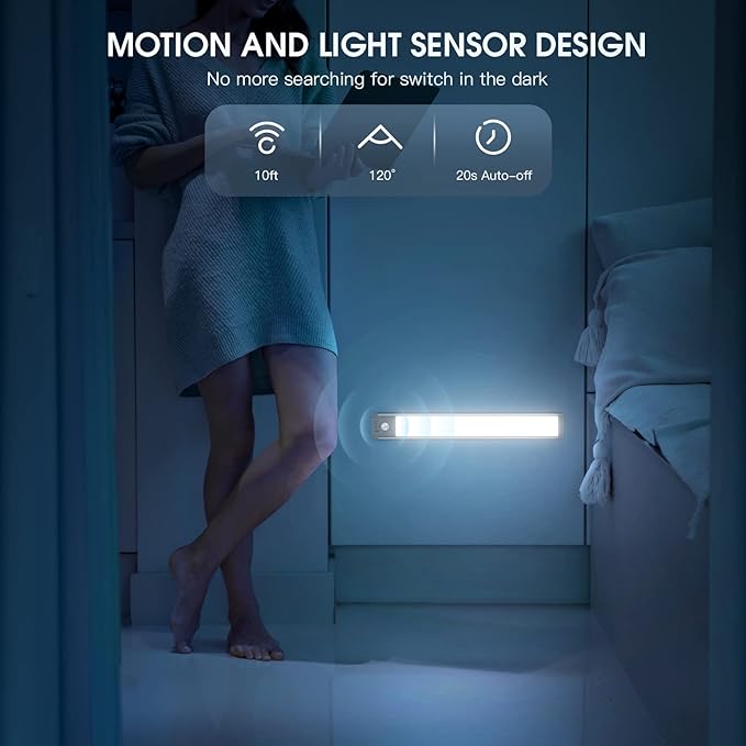 Under Cabinet Lighting, 14.7" Rechargeable Motion Sensor Light Indoor, 2 Pack - Image 3