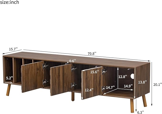 Virubi Mid-Century Modern TV Stand, Entertainment Center - Image 7