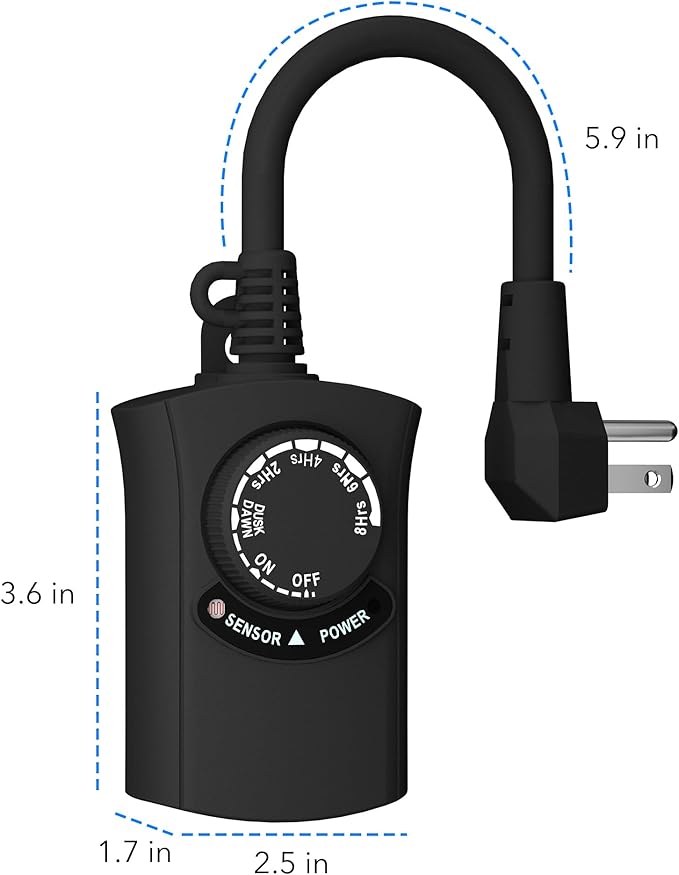 HBN Outdoor Light Timer Waterproof, Weatherproof Photocell Dusk to Dawn Light - Image 7