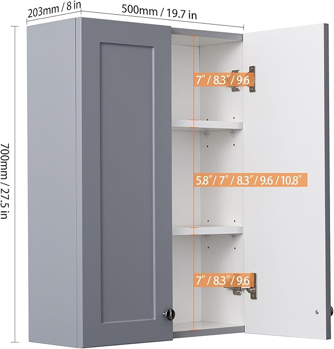 Bathroom Wall Cabinet, Over The Toilet Storage Cabinet, 19 x 27 inch Medicine - Image 2