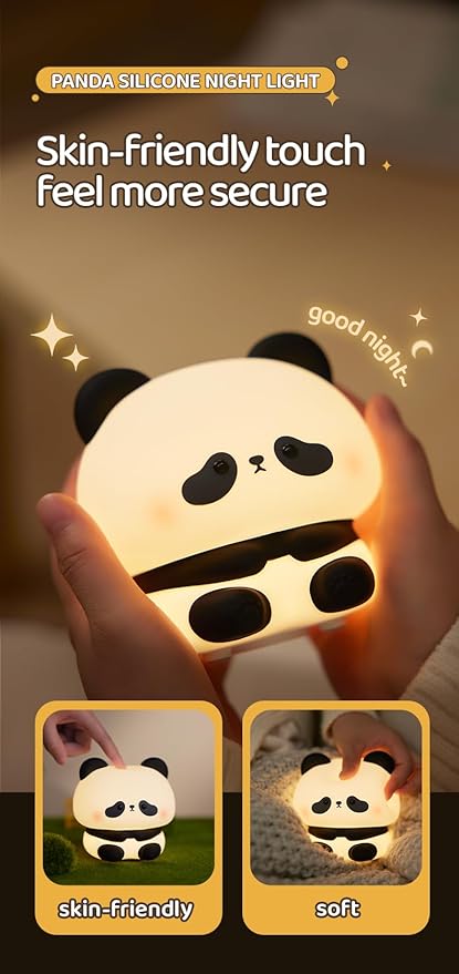 ATSUI Cute Panda Night Light, LED Squishy Novelty Animal Night Lamp, Food Grade - Image 3