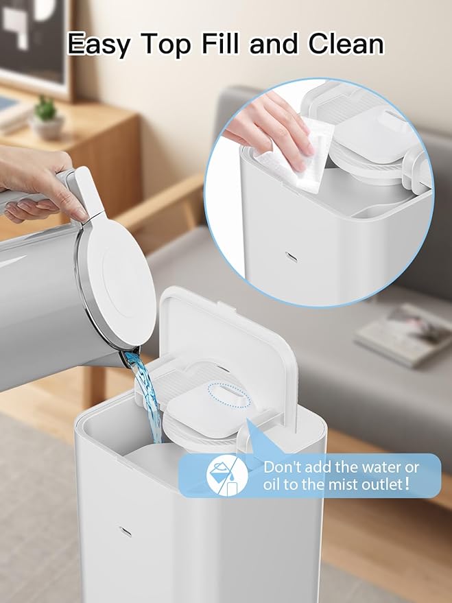 Zeova 10L/2.64Gal Humidifiers for Bedroom, Top Fill Quiet Ultrasonic Cool Mist - Image 9