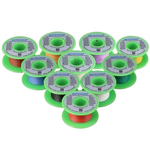 BNTECHGO 28 Gauge Silicone Wire Kit 10 Color Each 25 ft Flexible 28 AWG by BNTECHGO