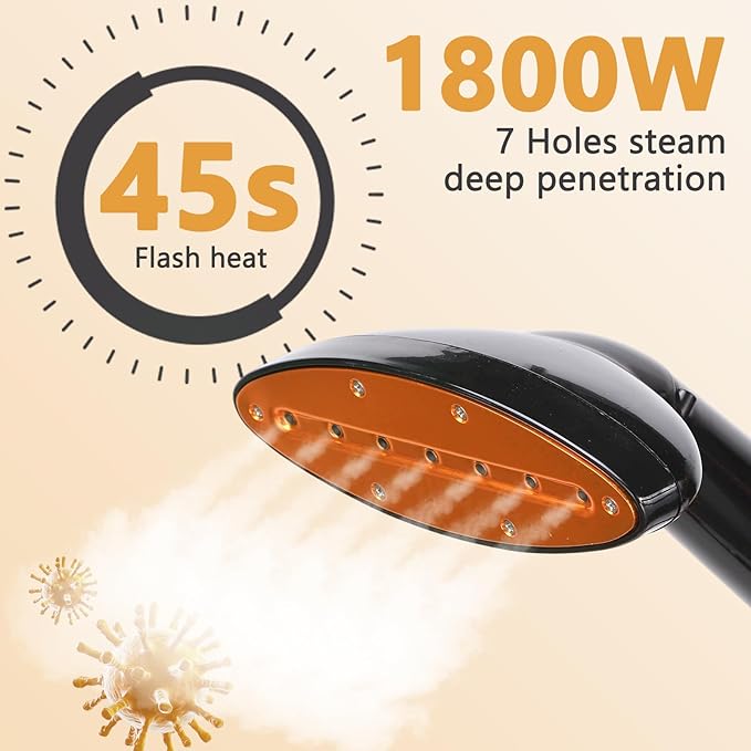 Steamer for Clothes 1800W Standing Garment Steamers 45s Fast Heat-up 90 Mins of - Image 2
