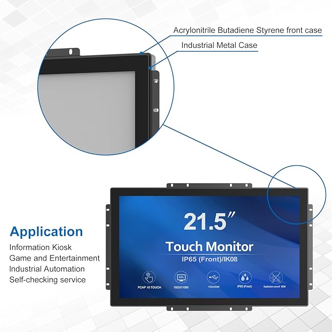21.5 Inch Open Frame LCD Display Touch Screen Monitor HDMI VGA DVI Inputs 1000 - Image 5