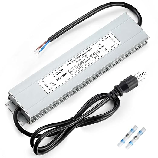 LLTOP LED Driver 150 Watts 100-264V AC to 24V DC 6.25A Power Supply Waterproof by LLTOP