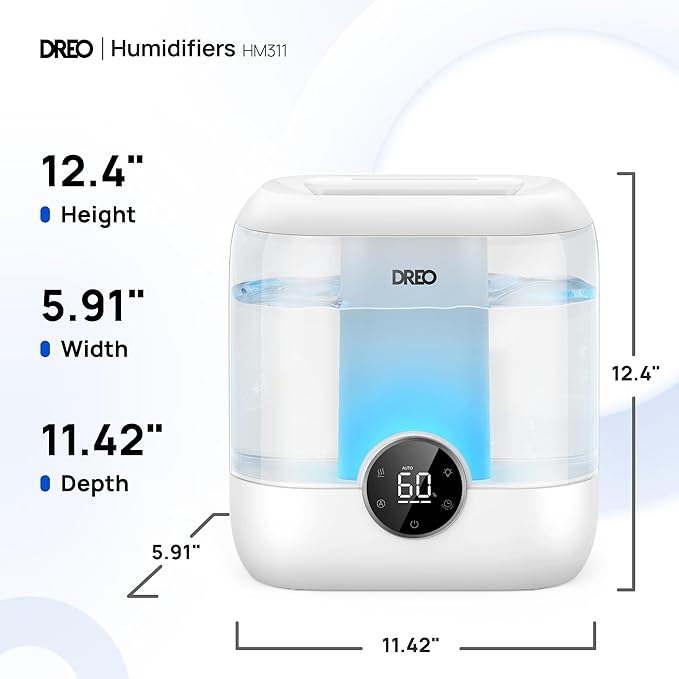 DREO 6L Top Fill Humidifiers for Bedroom, 60H Runtime 28 dB Quiet Supersized - Image 8