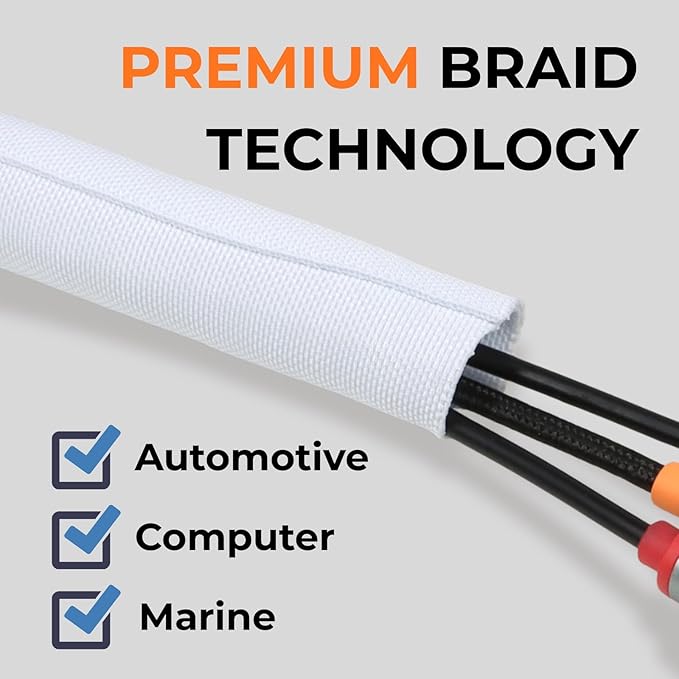 HOLED 5/16 inch Split Braided Cable Management Sleeve - Image 2